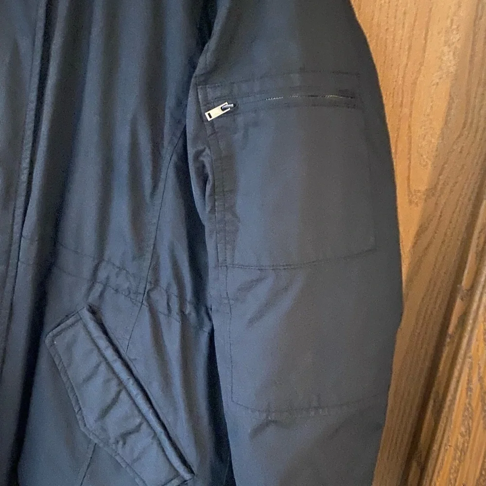 Banana Republic XXL Black Hooded Parka with Faux Fur Trim Coat